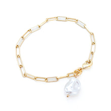 faux pearl paperclip chain bracelet