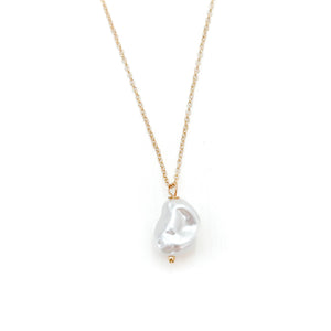 faux baroque pearl dainty chain necklace