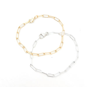 thin paperclip chain bracelet PLAIN OR ADD CHARMS