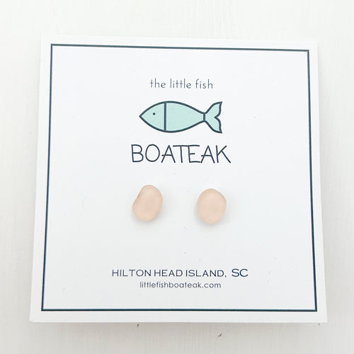 light pink sea glass studs 3