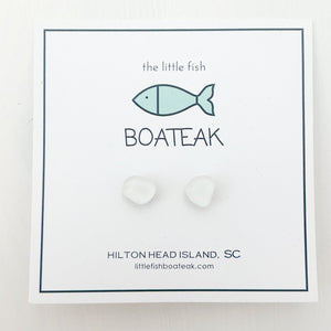 clear sea glass studs