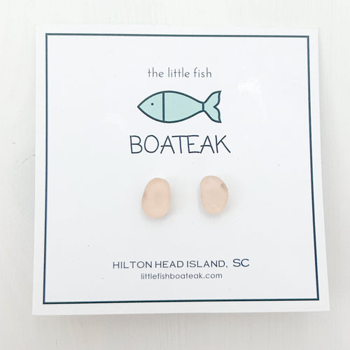 light pink sea glass studs 2