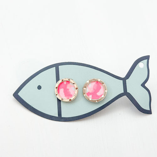 lilly hot pink and gold porthole studs