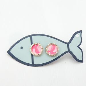lilly hot pink and gold porthole studs