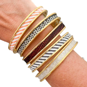 yacht hopper bangle {orange seersucker}- gold