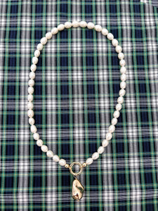 SLIDER STYLE rice pearl heirloom charm necklace