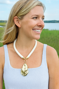 prepster statement rope necklace- cream charm