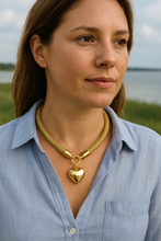 prepster statement rope necklace- gold charm