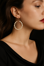 Charleston pearl hoops-large silver