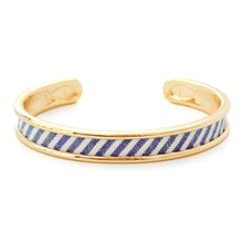 Yacht Hopper Bangle Blue & White Seersucker Cuff Bracelet