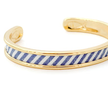 Yacht Hopper Bangle Blue & White Seersucker Cuff Bracelet