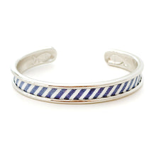 Yacht Hopper Bangle Blue & White Seersucker Cuff Bracelet