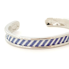 Yacht Hopper Bangle Blue & White Seersucker Cuff Bracelet