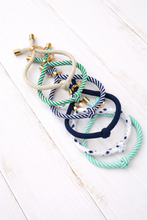 Harbor Knot Slider Bracelet- Green Stripe