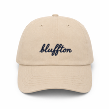 Beige cap with 'bluffton' embroidered on the front against a white background