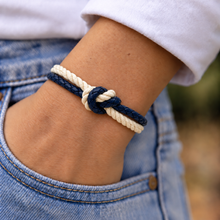 Regatta Knot- navy leather & natural
