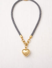 Harbor Rope Necklace- Navy & White Stripe