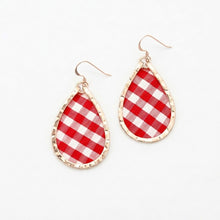 Red Gingham Mini Schooner Large tear Earrings