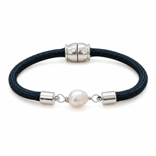 Pearl Girl Bracelet – navy nautical rope
