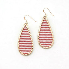 Red Seersucker Cotton Keel Tear Earrings