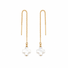 Mother of Pearl Cross Chain Drop Earrings