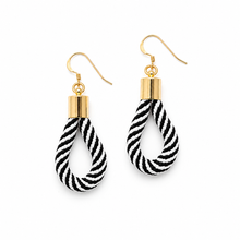 Dark Navy & White Rope Loop Earrings