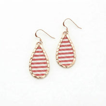 Red Seersucker Cotton Mini Keel Tear Earrings