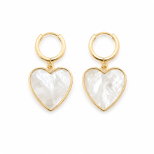 Mother of Pearl Heart Hoop Earrings