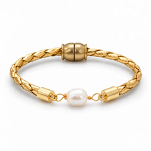 Pearl Girl Bracelet-Gold Leather
