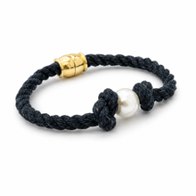Mooring knot pearl bracelet- Navy Twist