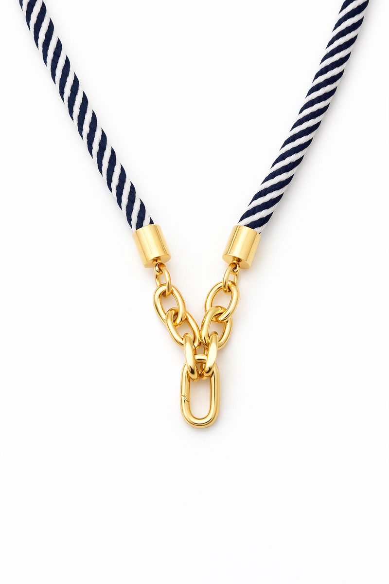 Harbor Rope Necklace Navy White | Coastal Preppy Jewelry – little fish ...
