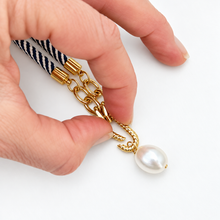 Harbor Rope Necklace- Navy & White Stripe