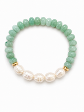 Aventurine Freshwater Pearl Stretch Bracelet