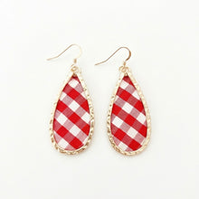 Red Gingham Keel Tear Earrings