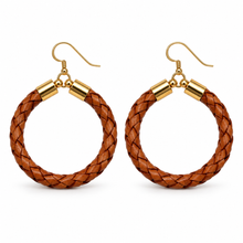 Large Saddle Leather Rope Hoops