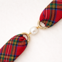 Heritage Plaid Pearl Fabric Crew Cuff Bracelet