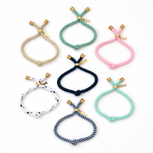 Harbor Knot Slider Bracelet- Green Stripe