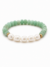 Aventurine Freshwater Pearl Stretch Bracelet
