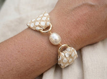 Cane Watercolor Tan Fabric Crew Cuff Bracelet
