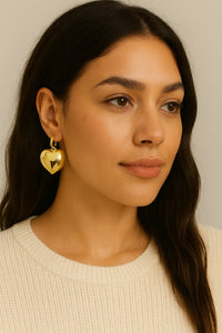 silver puffy heart hoops