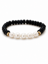 Navy Freshwater Pearl Stretch Bracelet