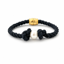 Mooring knot pearl bracelet- Navy Twist