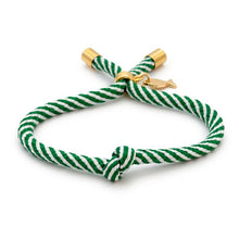 Harbor Knot Slider Bracelet- Green Stripe