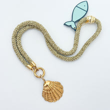 gold rope cord with stainless steel shell charm 20"