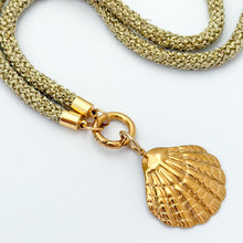 gold rope cord with stainless steel shell charm 20"