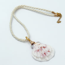 silk cord with white pink shell pendant