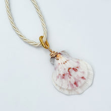 silk cord with white pink shell pendant
