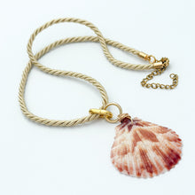 silk cord with pink shell pendant