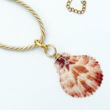 silk cord with pink shell pendant