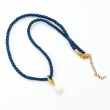 navy silk cord necklace